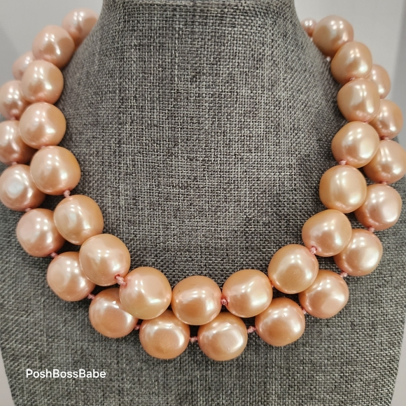 Vintage Hand-Knotted Double Strand Faux Pearl Necklace - 18" - Picture 7 of 13